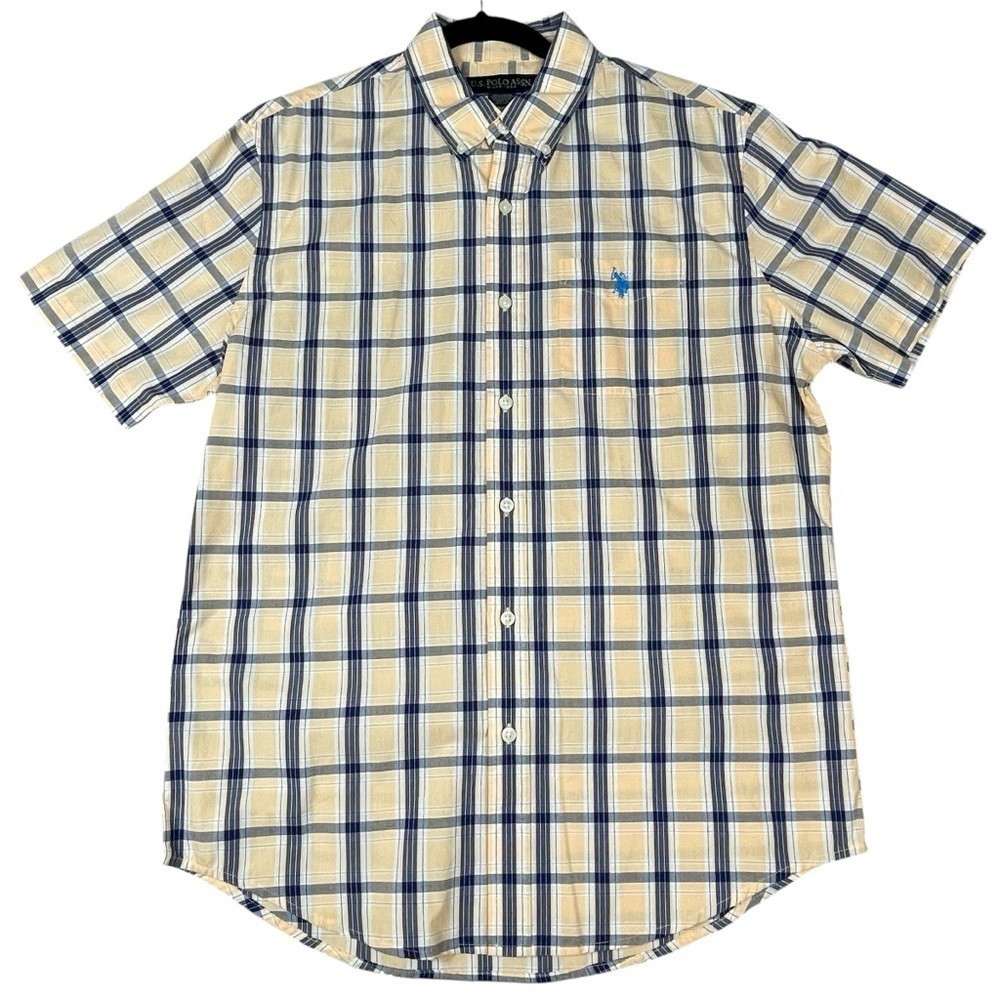 U.S. Polo Assn Button Down Short Sleeve Plaid Preppy Casual Shirt -New w/Tags  M